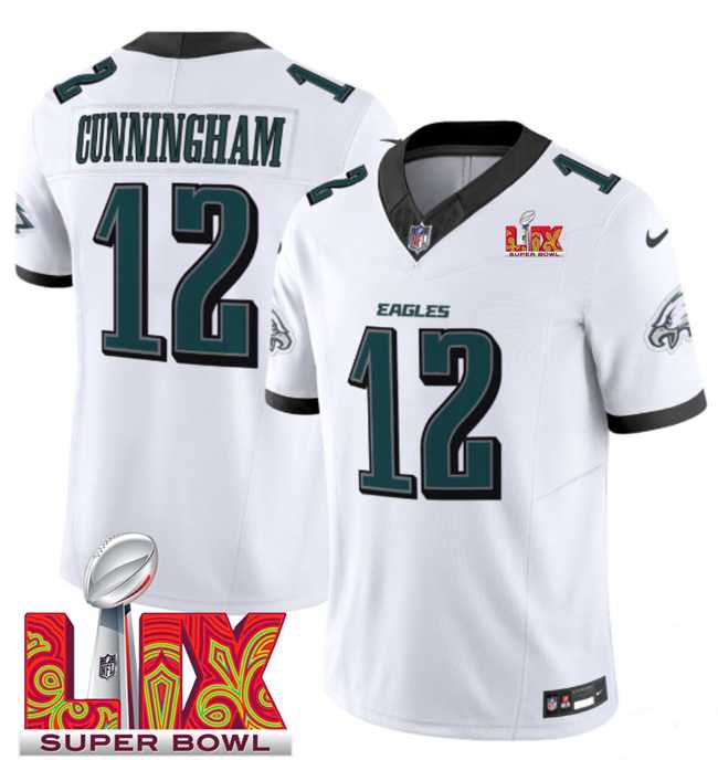 Men & Women & Youth Philadelphia Eagles #12 Randall Cunningham White 2025 Super Bowl LIX Patch New F.U.S.E. Vapor Limited Stitched Jersey